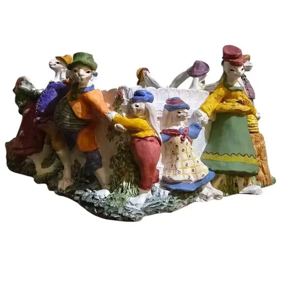 Vintage Dept 56 Easter Bunny Rabbit Parade Centerpiece Whimsical Basket Decor
